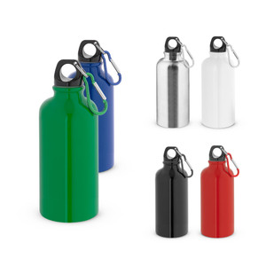 KARSTEN M. Squeeze esportiva em aço inox, de parede simples e acabamento brilhante com mosquetão 560 mL KARSTEN M. Squeeze esportiva em aço inox, de parede simples e acabamento brilhante com mosquetão 560 mL
