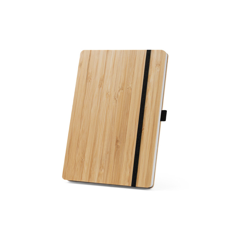 GAIMAN. Conjunto de caderno A5 em bambu com 192 páginas pautadas e esferográfica em bambu