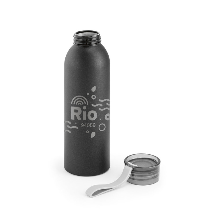 RIO. Squeeze em alumínio, com tampa em PP e tira em silicone 660 mL