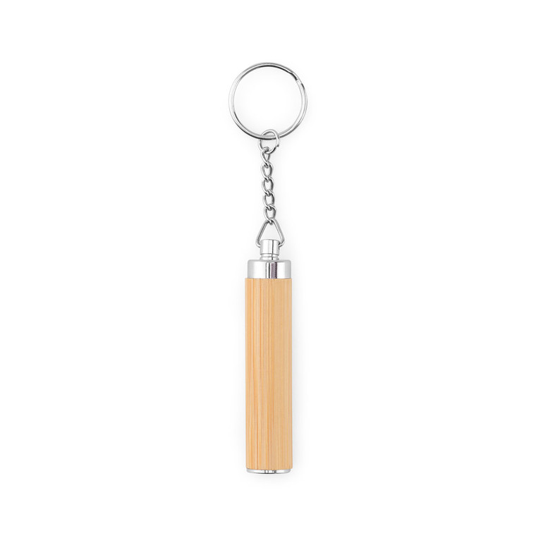 RACHEL. Chaveiro em bambu e ABS com lanterna LED