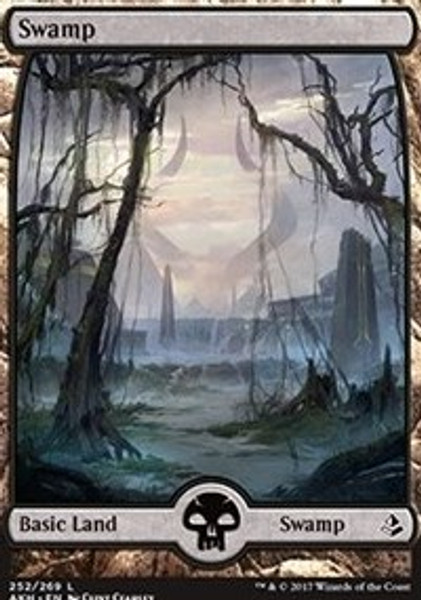 Swamp (252) - Full Art (Amonkhet) - Moderately Played