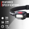 COAST 21597 FL13 – Headlamp (3xAAA), 380 Lumens – specifications