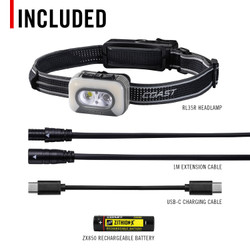 COAST 31108 RL35R – Dual Power Rechargeable Headlamp, 1100 Lumens – what's included