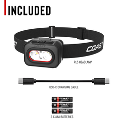 COAST 31519 RL5 – Headlamp (3xAAA), 550 Lumens – what's included