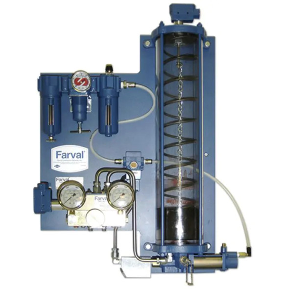 Bijur Delimon 85797-2 SKA881 Pneumatic Reciprocating Lubricator, Injector Oil, 5.5L (6 qt) Plastic Reservoir, Low Level Switch