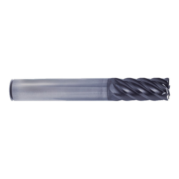 YG-1 UGMG22803 V7 Plus A 6 Flute 45 Degree Helix Corner Radius Plain Shank End Mill 5/8(R.060) x 5/8 x 1-7/8 x 4