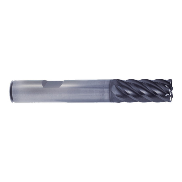YG-1 UGMG23909 V7 Plus A 6 Flute 45 Degree Helix Corner Radius Flat Shank End Mill 3/8(R.030) x 3/8 x 1 x 3