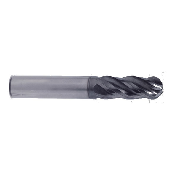 YG-1 UGMG53048 V7 Plus A 4 Flute Multiple Helix Ball Nose Plain Shank End Mill 3/4 x 3/4 x 1-1/2 x 4