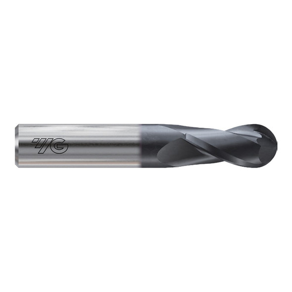 YG-1 E5I02002 YGBasix Carbide 2 Flute 30deg. Helix Regular Ball End Mill Uncoated 1/32 x 1/8 x 1/8 x 1-1/2