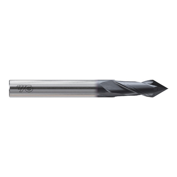 YG-1 G9I33008N YGBasix 2 Flute 30deg. Helix Drill Mill(90˚) Coated 1/8 x 1/8 x 1/2 x 1-1/2