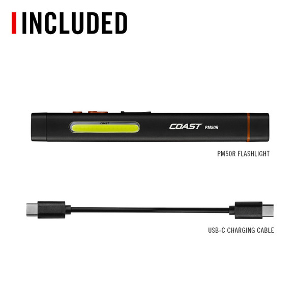 COAST 31127 PM50R – Rechargeable Inspection Light, 250 Lumens – what's included
