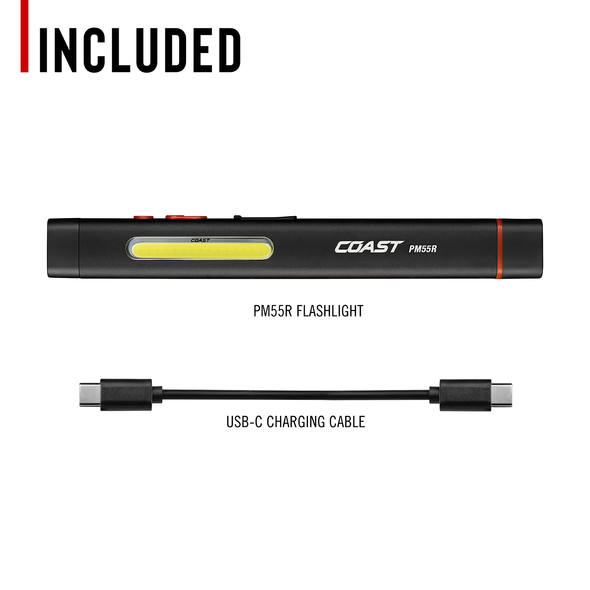 COAST 31612 PM55R – Rechargeable Inspection Light, 250 Lumens – what's included