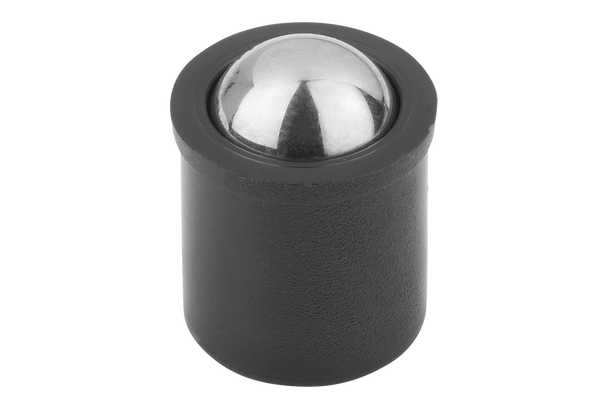 Kipp K0334.05 Spring Plunger, Smooth Version, Plastic Body, 5mm Diameter, Stainless Steel Ball, Standard Spring Force, 6mm Length