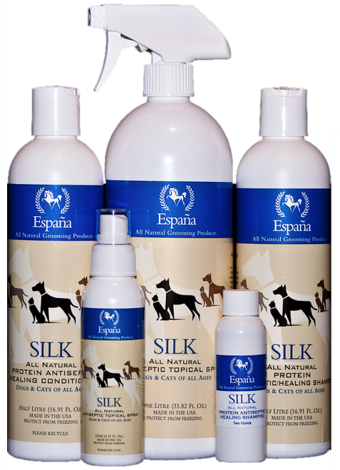 Photo of various sizes of España Silk Protein Healing Conditioner