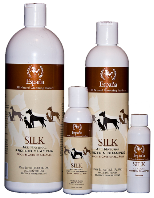 Photo of various sizes of España Silk Protein Shampoo