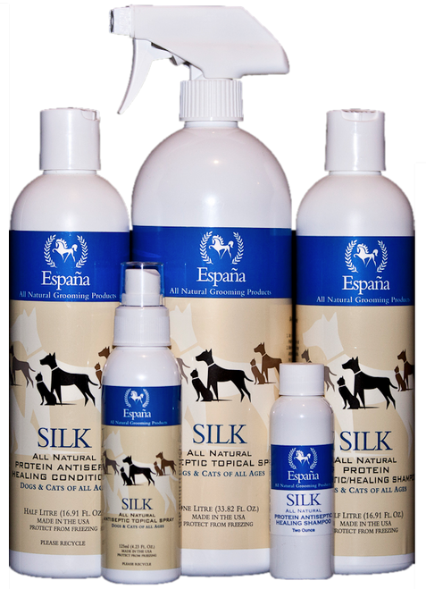 Photo of various sizes of España Silk Protein Healing Shampoo