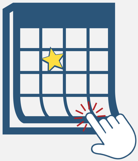 Image of a hand clicking a calendar, this image links to a page with a full pickup calendar.