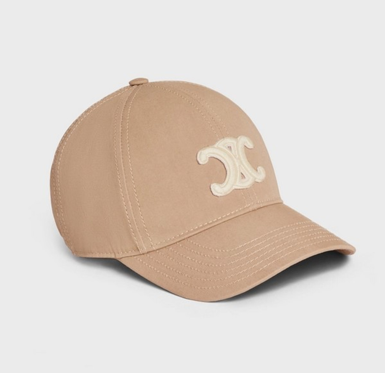 Celine Triomphe Baseball Cap In Cotton Beige