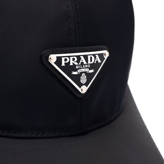Prada Re-Nylon Logo Black Baseball Cap Mens Hat