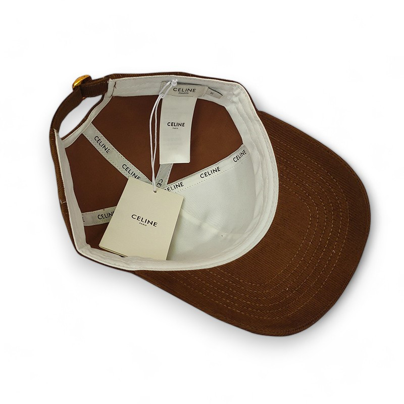 Triomphe Patch Baseball Brown Cap Celine Triomphe Patch Corduroy Brown Baseball Cap main image 3