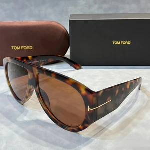 Tom Ford Bronson TF1044 Oversized Aviator Sunglasses - Dark Havana Tortoise Frame