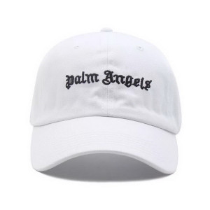 Men's Palm Angels Logo Embroidered Corduroy Baseball White Cap