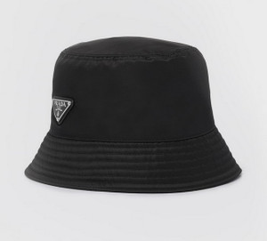 Prada Triangle Logo Nylon Bucket Womens Hat Black