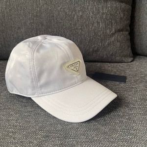 Prada Re-Nylon Logo White Baseball Cap Mens Hat