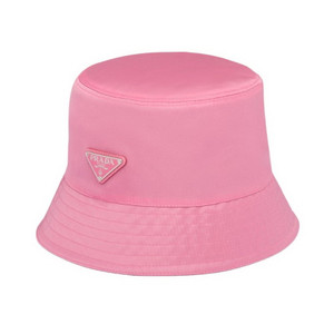 Prada Triangle Logo Nylon Bucket Womens Hat Pink