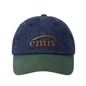 Emis Washed Denim Baseball Cap Denim /Green