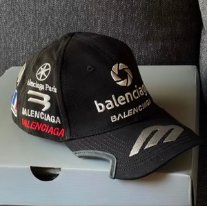 Balenciaga Logo Embroidered Mens sports Artwork Black Cap