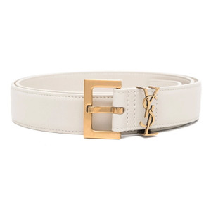 Saint Laurent Ysl Logo off-White Leather Belt