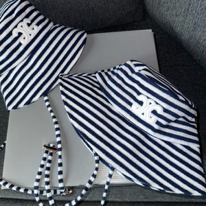 Celine Triomphe Bucket Hat Blue/ White