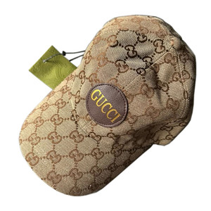 Gucci GG Canvas Baseball Cap In Brown Leather