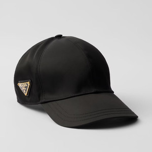Prada Triangle Logo Re-Nylon Black Baseball Cap
