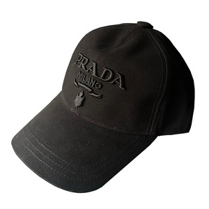 Prada Black Milano Embroidered Logo Baseball Cap Designer Hat