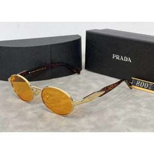 Prada Symbole PR 65ZS Oval Sunglasses Pale Gold with Vibrant Orange Lenses