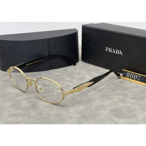 Prada Symbole Oval Eyeglasses Luxury Pale Gold with Crystal Clear Lenses