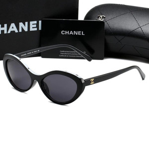 Chanel 5416 Oval Shaped Sunglasses Black Acetate Gray Gradient Lenses