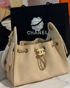 Chanel 25 Small Handbag Grained Calfskin & Gold Tone Metal Beige