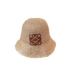 Effortless Luxury LOEWE Anagram Raffia Bucket Hat in Natural Beige