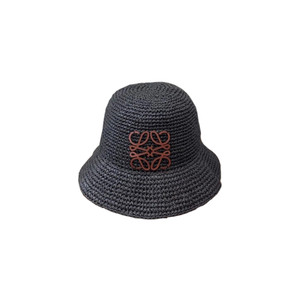 Effortless Style LOEWE Anagram Raffia Straw Hat in Black/Grey