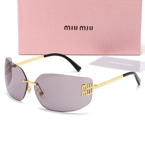 Miu Miu MU54YS Runway Aube Sunglasses Gold Frame Purple Lens