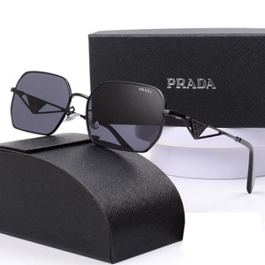 Prada Symbole PR A51S Geometric Sunglasses Black Metal Frame