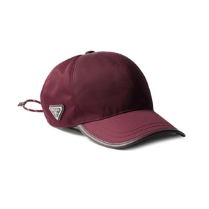 PRADA Re-Nylon Baseball Cap Burgundy Luxury Designer Hat Enamel Triangle Logo