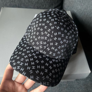 Chanel Monogram CC Logo Baseball Cap - Black & White All-Over Print Canvas Hat