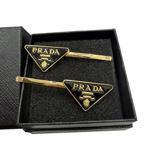 2Pcs Black & Gold Triangle Hair Pins | Prada Style Bobby Clips Pack