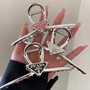 3Pcs Prada Style Triangle Metal Claw Clips | Silver Mixed Color Pack