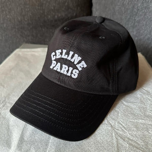CELINE Paris Baseball Cap in Black Cotton Twill