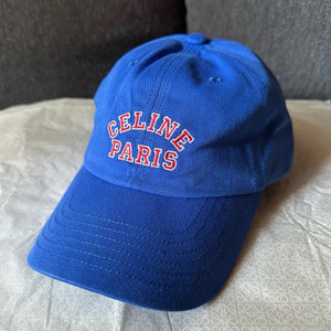 CELINE Paris Baseball Cap in Royal Blue Cotton Twill